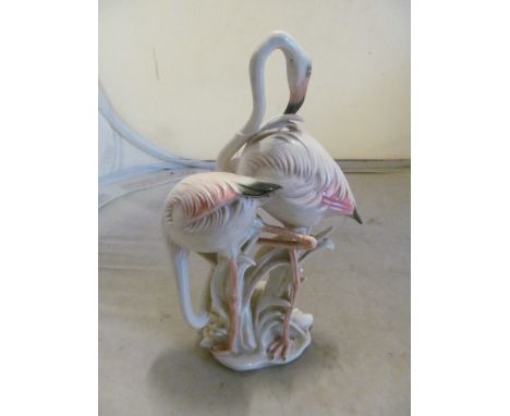 A Karl Ens porcelain model two flamingos