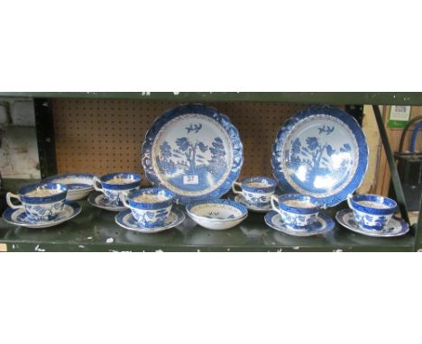 Some Booths Real Old Willow cups, saucers et cetera