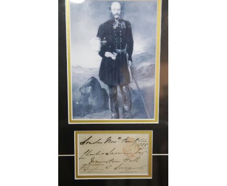 Field Marshal George Charles Bingham, 3rd Earl of Lucan, GCB signature on envelope dated by stamp 1828, set within a framed m