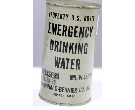 American WWII type canned emergency drinking water from Macdonald Bernier Co. P&amp;P Group 1 (£14+VAT for the first lot and 