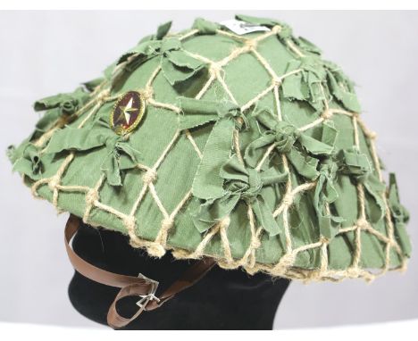 Vietnam War NVA/Vietcong Mu-Boi Doi fibre M60 helmet with rainy season camouflage cover. P&amp;P Group 2 (£18+VAT for the fir