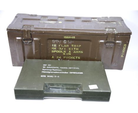 Large British steel ammunition box and a post war plastic German army spares box P&P Group 3 (£25+VAT for the first lot and £