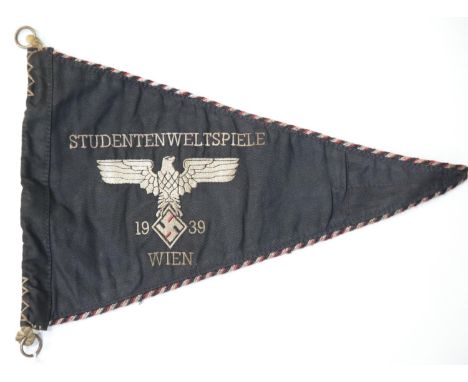 German WWII style students' pennant, L: 35 cm. P&amp;P Group 1 (£14+VAT for the first lot and £1+VAT for subsequent lots) 