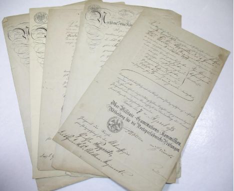Collection of German military documents relating to army promotions c1870's. P&amp;P Group 1 (£14+VAT for the first lot and £