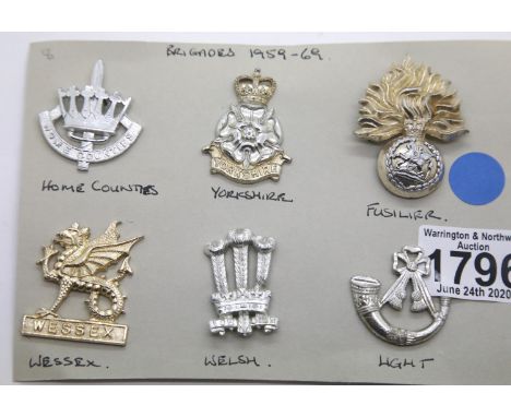 Six British Army Brigade cap badges, circa 1959-69. P&amp;P Group 1 (£14+VAT for the first lot and £1+VAT for subsequent lots