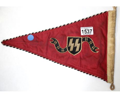 German WWII style SS pennant L: 42 cm. P&amp;P Group 1 (£14+VAT for the first lot and £1+VAT for subsequent lots) 