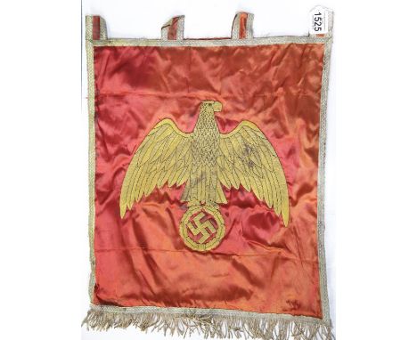 German WWII style fringed standard banner, 50 x 43 cm. P&amp;P Group 1 (£14+VAT for the first lot and £1+VAT for subsequent l