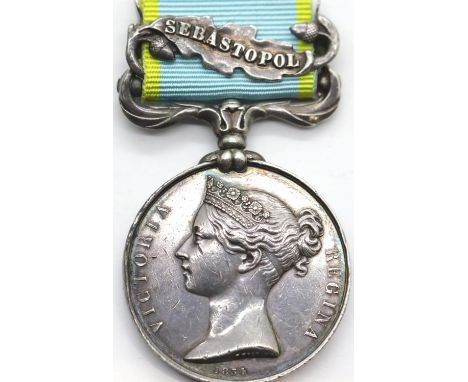 Crimea medal with Sebastopol bar crudely engraved J Baker LTC ( Land Transport Corps ) P&amp;P Group 1 (£14+VAT for the first