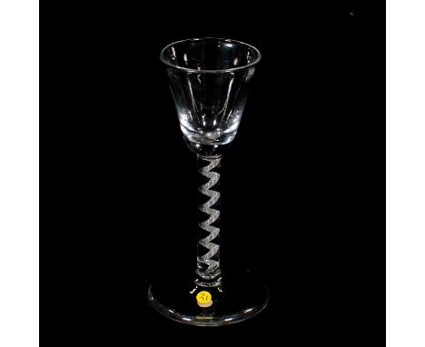 Wine glass, rounded funnel bowl, multi-ply single corkscrew air-twist thread, conical foot, 14cmCondition report:Slight flea 