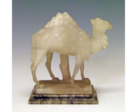 Late 19th/early 20th Century carved alabaster figure of a Dromedary or Arabian Camel, 16.5cm high  Condition: Three of the le