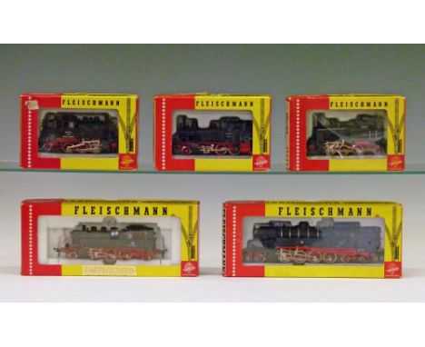 Model Railway - Fleischmann  HO - Five various steam locomotives No's 1315, 1316, 1321, 1324 and 4064, all boxed  Condition: 