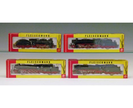 Model Railway - Fleischmann HO - Four locomotives with tenders No's 1351, 1363, 4170 and 4177  Condition: **General condition