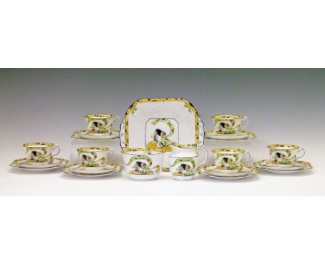 1930's period Melba Bone China six person tea service decorated with the Dolly Varden pattern  Condition: **General condition