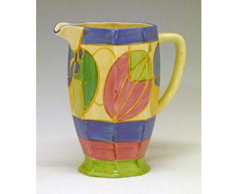 Clarice Cliff 'Pastel Melon' pattern octagonal Athens shape jug, 15.25cm high  Condition: **General condition consistent with