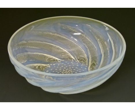 Lalique 'Poissons' bowl in pale blue opalescent glass, moulded mark, 20.75cm diameter  Condition: Some very minor light scrat