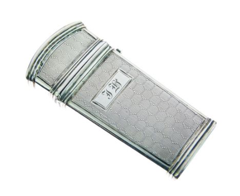 Victorian silver etui having allover engine turned decoration and containing two tortoiseshell cased bleeding knives, present