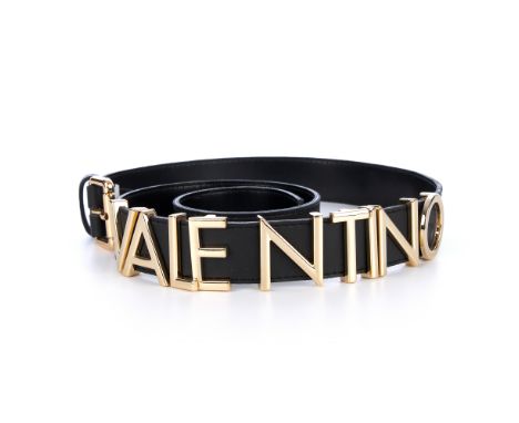 Valentino Bags, a ladies Emma Winter belt, crafted from faux black leather, featuring pale gold-tone hardware, stamped 110Con