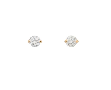 A pair of 18ct gold brilliant-cut diamond single-stone stud earrings, estimated total diamond weight 0.30ct, I-J colour, SI c