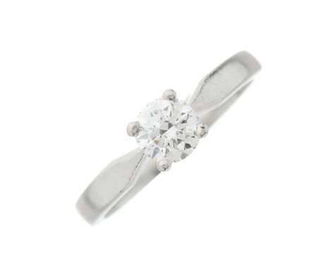 A platinum brilliant-cut diamond single-stone ring, diamond estimated weight 0.50ct, H-I colour, SI clarity, hallmarks for Bi