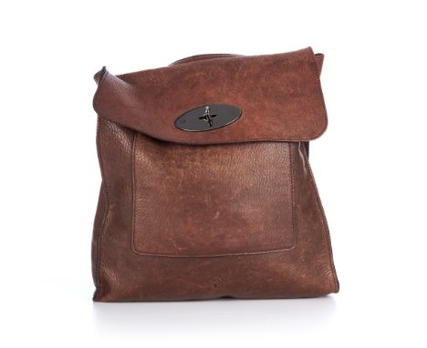 Mulberry, a brown Antony messenger bag, designed with a brown pebbled leather exterior, adjustable canvas crossbody strap, to