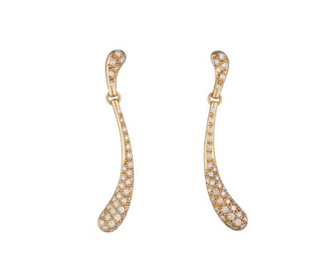 Elsa Peretti for Tiffany & Co., a pair of 18ct gold pave-set diamond Teardrop earrings, signed Elsa Peretti Tiffany & Co., es