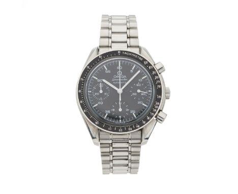 Omega, a stainless steel Speedmaster chronograph bracelet watch, circa 1998, black dial, reference 3510.50.00, signed automat