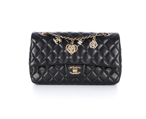 Chanel Cambon Quilted Lambskin Camellia No. 5 Flap Black Patent Leather Shoulder Bag