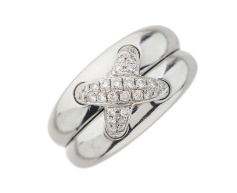 Chaumet, an 18ct gold brilliant-cut diamond Liens ring, with grooved and tapered band, signed Chaumet Paris, serial 621382, e