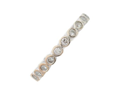 A brilliant-cut diamond full eternity ring, with grooved sides, estimated total diamond weight 0.80ct, J-K colour, SI clarity