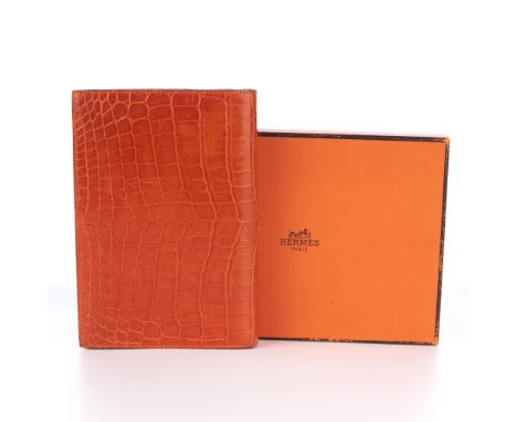 Hermes, a 2004 crocodile Agenda diary, crafted from luxurious orange, glossy crocodile skin, with 2009 unused diary and other