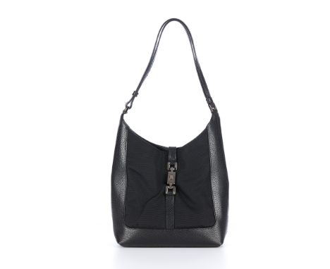 Gucci, a black Jackie hobo handbag, crafted from back nylon with grained black leather trim, polished silver-tone hardware, t