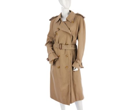 Burberry, a men's classic trench coat, designed with a notched lapel collar, buttoned epaulettes, back yoke, double breasted 