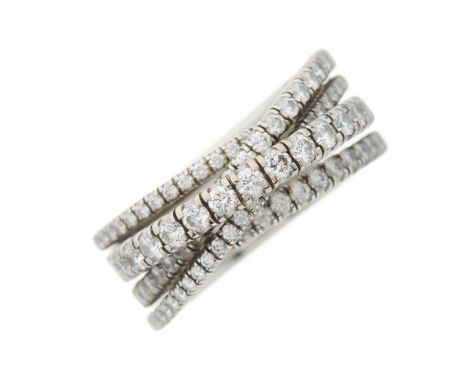 Cartier, an 18ct gold brilliant-cut diamond Etincelle five-row half eternity ring, signed Cartier, serial GNP823, estimated t