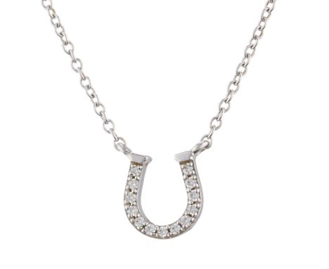 Tiffany & Co., an 18ct gold diamond Metro horseshoe pendant necklace, with integral trace-link chain, signed Tiffany & Co., e