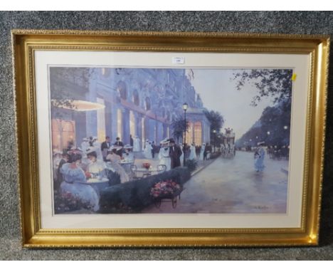 A colour print after Christa Kieffer, Parisian street scene 50 x 79cm.