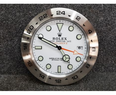 Contemporary Wall clock in the style of Rolex Explorer II (34cms) glass missing