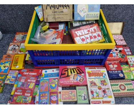 Crate containing a large Quantity of vintage novelty playing cards &amp; card games, includes Waddingtons