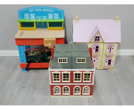 Childs My first Tool Bench with toy tools &amp; 2 large dolls houses