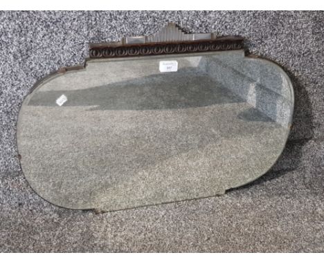 An art deco frameless bevelled wall mirror 65.5 x 47.5cm