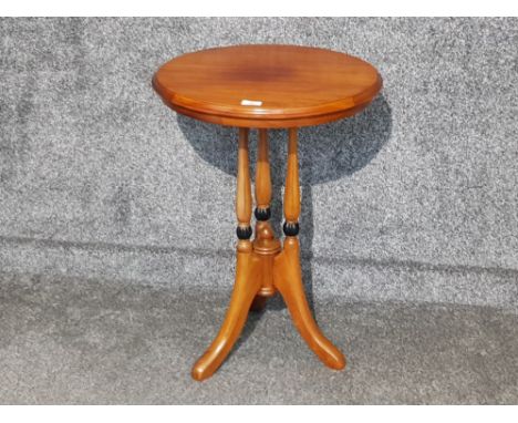 A mahogany circular tripod occasional table 50cm diameter.