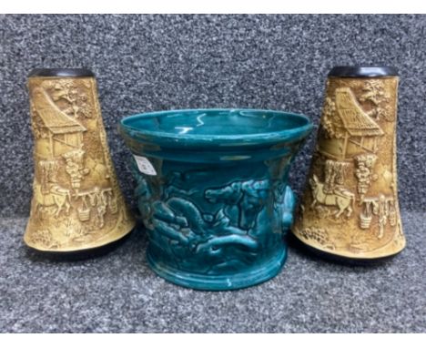 Pair of Art Nouveau Bretby vases &amp; later planter
