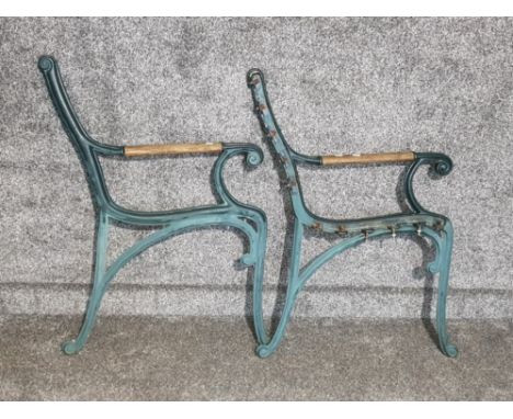 Pair of vintage cast iron garden bench ends