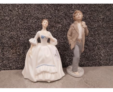 Royal doulton figurine hn 3222 together with nao by lladro figure