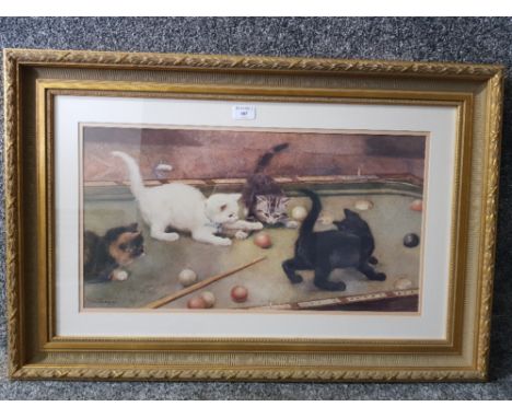 A colour print after Rosa Jameson, kittens playing 31 x 59cm