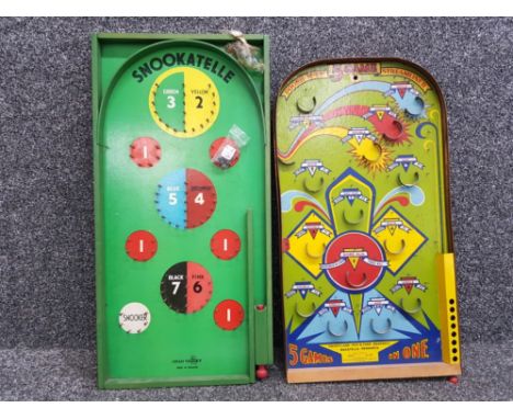 1930s Chad Valley Snookatelle game and a Poosh-M-Up 5 game streamliner bagatelle game