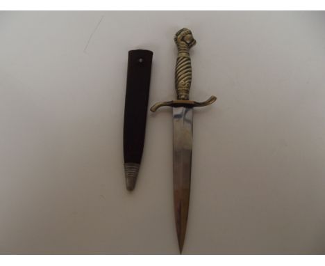 Vintage dagger with ball and claw finial, by Jacobs & Co Rostfrei, Solingen Germany, with leather scabbard, 25cm