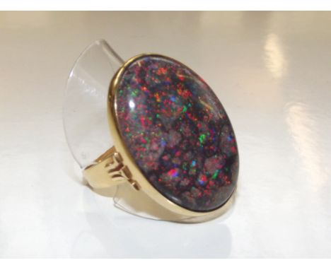 Large opal ring, tested for high carat gold. Size V. Total weight approx 13.7 grams