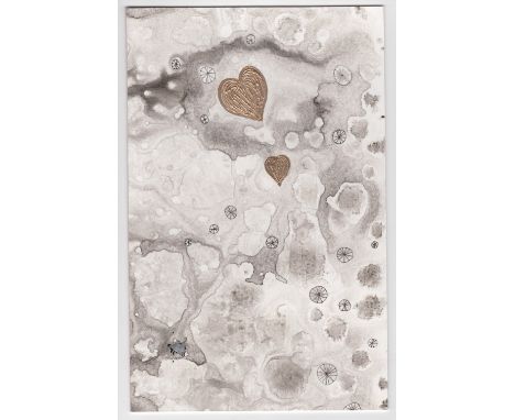 Deborah Westmancoat RWA (British, b.1968). '2 of Hearts'. Ink, enamel and snowmelt collected on the Quantock Hills, Somerset.