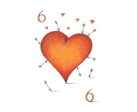 Clare Mackie (British, b.1964). '6 of Hearts'. Watercolour on paper. Signed and dated '19 in pencil. 11.5 x 11.5cm. Clare is 