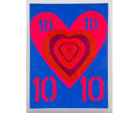 John Nolan (Irish). '10 of Hearts'. Acrylic on board, signed, titled and dated 2020 verso. 45.3 x 30cm. John Nolan was born i